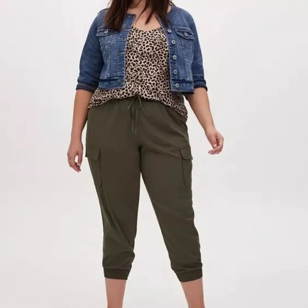 Torrid Olive Green Cargo Jogger Pants with Drawstring Waist
